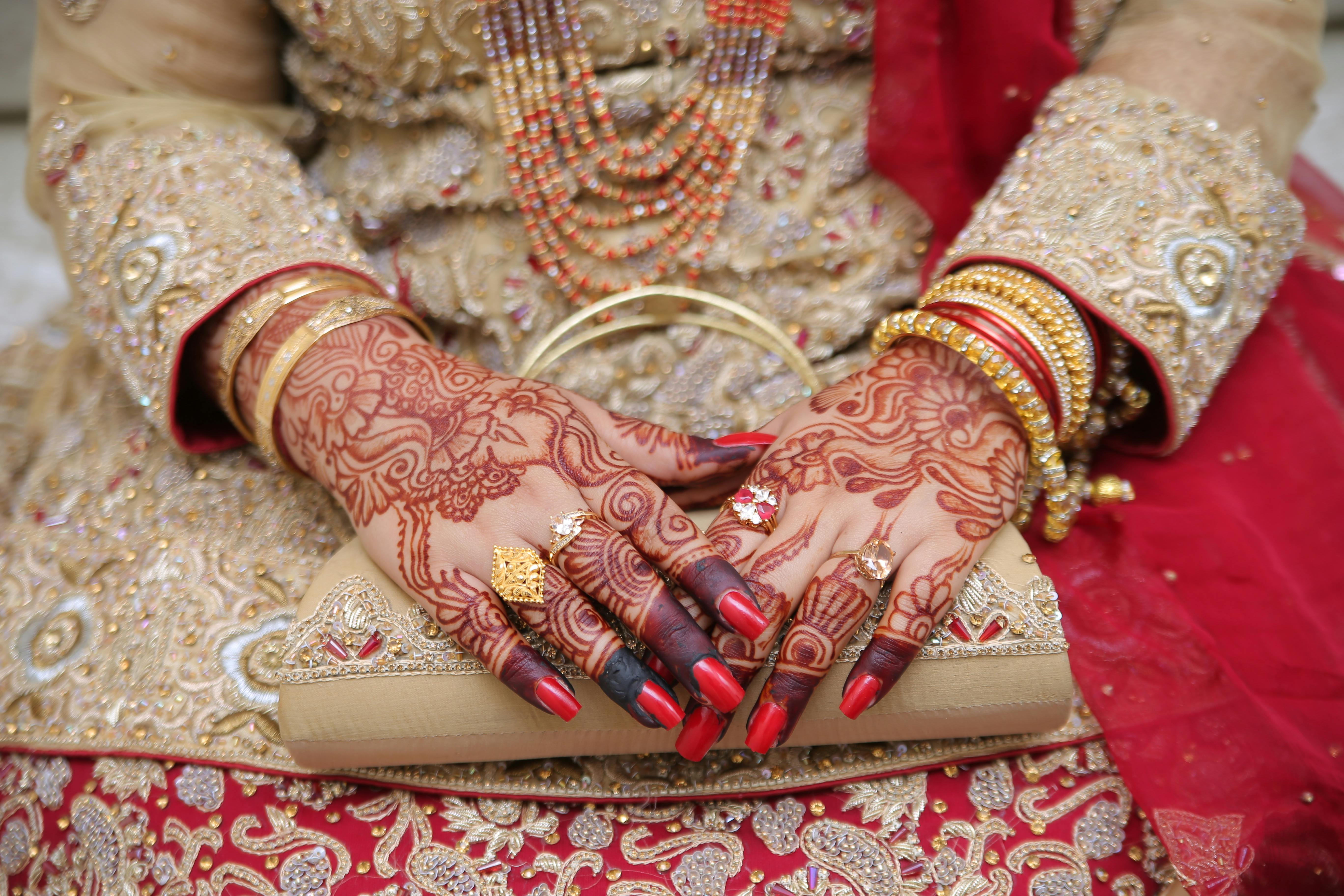 Detailed bridal henna with intricate patterns